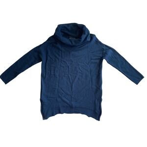 Tahari Black 100% Extra Fine Merino Wool S Cowl Neck Long Sleeve Tunic Sweater